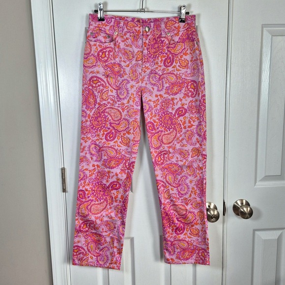 Lauren Ralph Lauren Pants - Vintage Y2K Lauren‎ Ralph Lauren pink orange paisley floral straight leg pants 4